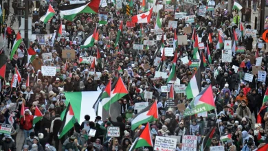 صورة بالفيديو| الآلاف يتظاهرون في كندا دعماً لفلسطين وتنديداًً بالحرب