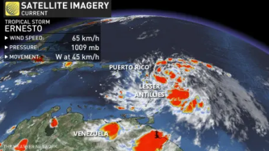صورة العاصفة الاستوائية إرنستو تتحول إلى إعصار بحلول نهاية الأسبوع